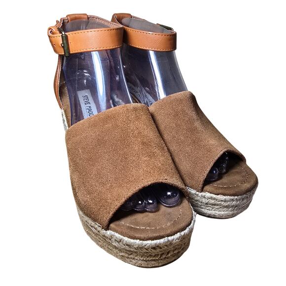 Steve Madden Marina Suede Wedge Espadrilles Ankle Strap Buckle Platform Size 8 - Picture 2 of 8